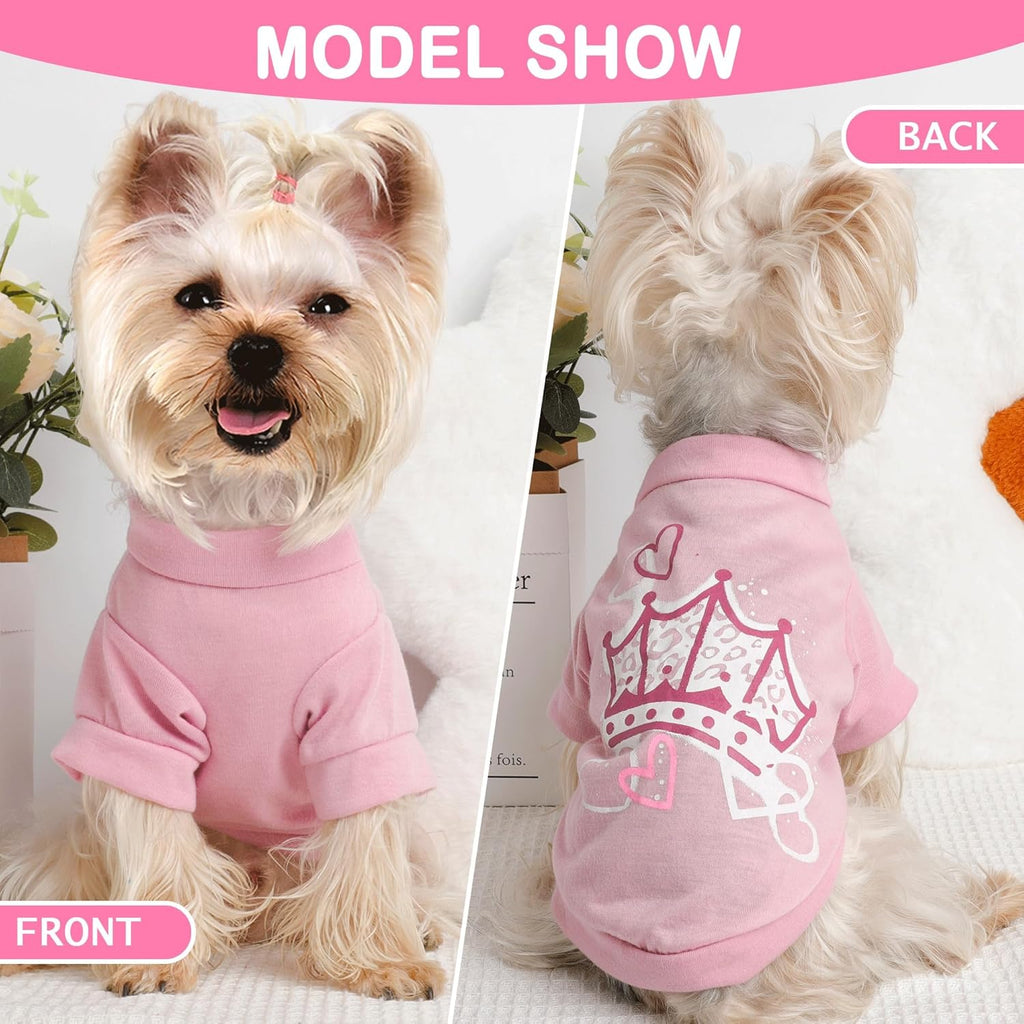Abbigliamento per Cani Taglia Piccola Femmina – Set 4 T-Shirt per Chihuahua, Yorkie, Teacup e Cuccioli | Abiti Estivi/Autunnali da Principessa - Smart Wave store