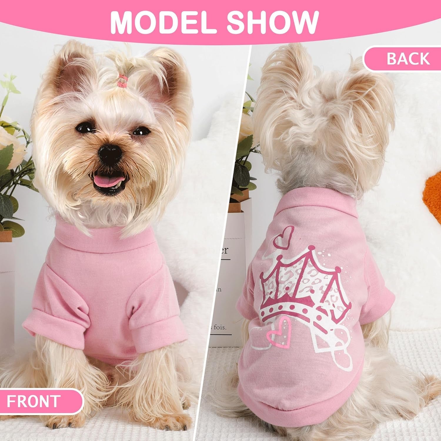 Abbigliamento per Cani Taglia Piccola Femmina – Set 4 T-Shirt per Chihuahua, Yorkie, Teacup e Cuccioli | Abiti Estivi/Autunnali da Principessa - Smart Wave store