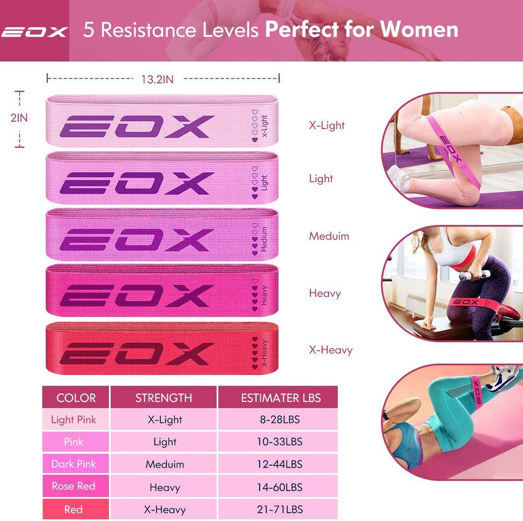 Fasce Elastiche Fitness in Tessuto – Bande di Resistenza Antiscivolo per Gambe, Glutei e Allenamento Hip, 5 Livelli di Intensità (Rosa) - Smart Wave store