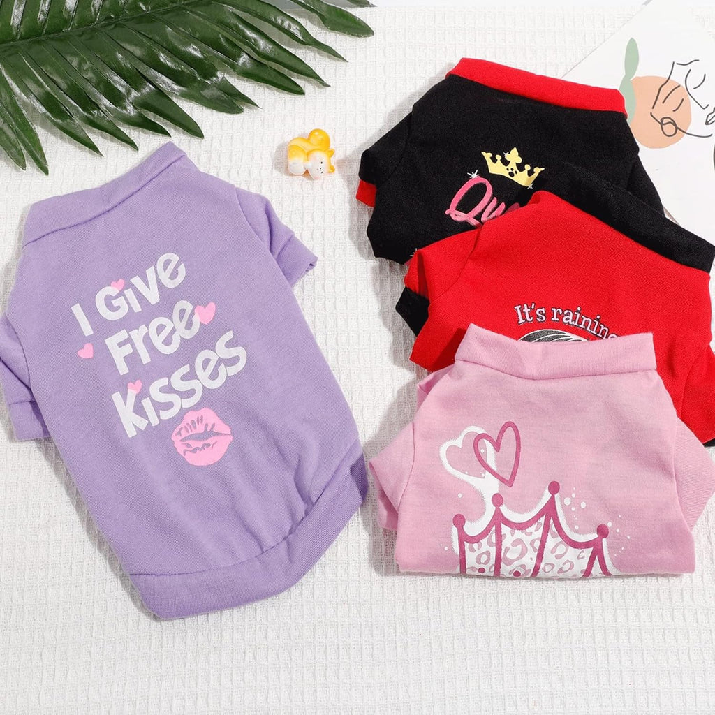 Abbigliamento per Cani Taglia Piccola Femmina – Set 4 T-Shirt per Chihuahua, Yorkie, Teacup e Cuccioli | Abiti Estivi/Autunnali da Principessa - Smart Wave store