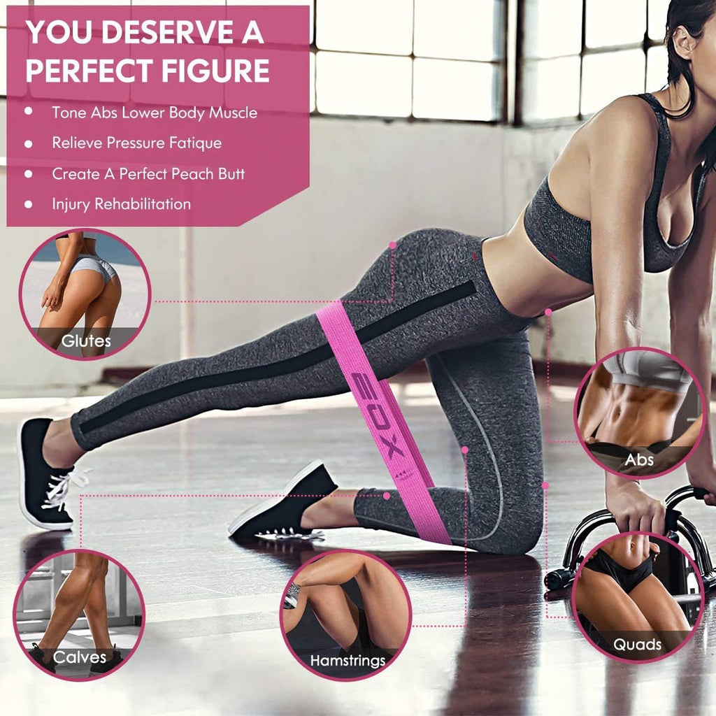 Fasce Elastiche Fitness in Tessuto – Bande di Resistenza Antiscivolo per Gambe, Glutei e Allenamento Hip, 5 Livelli di Intensità (Rosa) - Smart Wave store