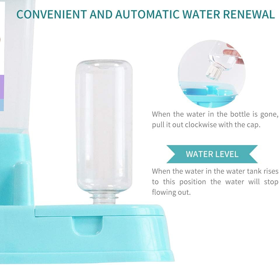 2-In-1 Pet Automatic Feeder Dog Food Water Dispensers with Large Capacity Food Container Gravity Water Bottle (Blue)