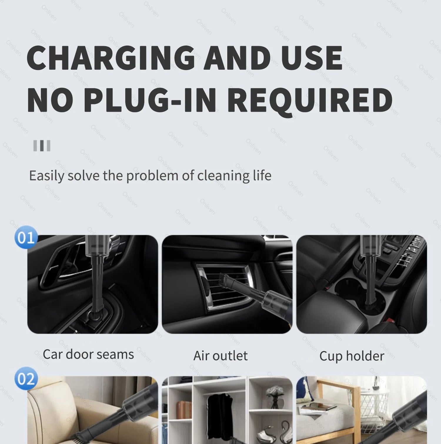 Aspirapolvere Portatile per Auto ad Alta Potenza – Mini Senza Fili per Pulizia Interni Profonda