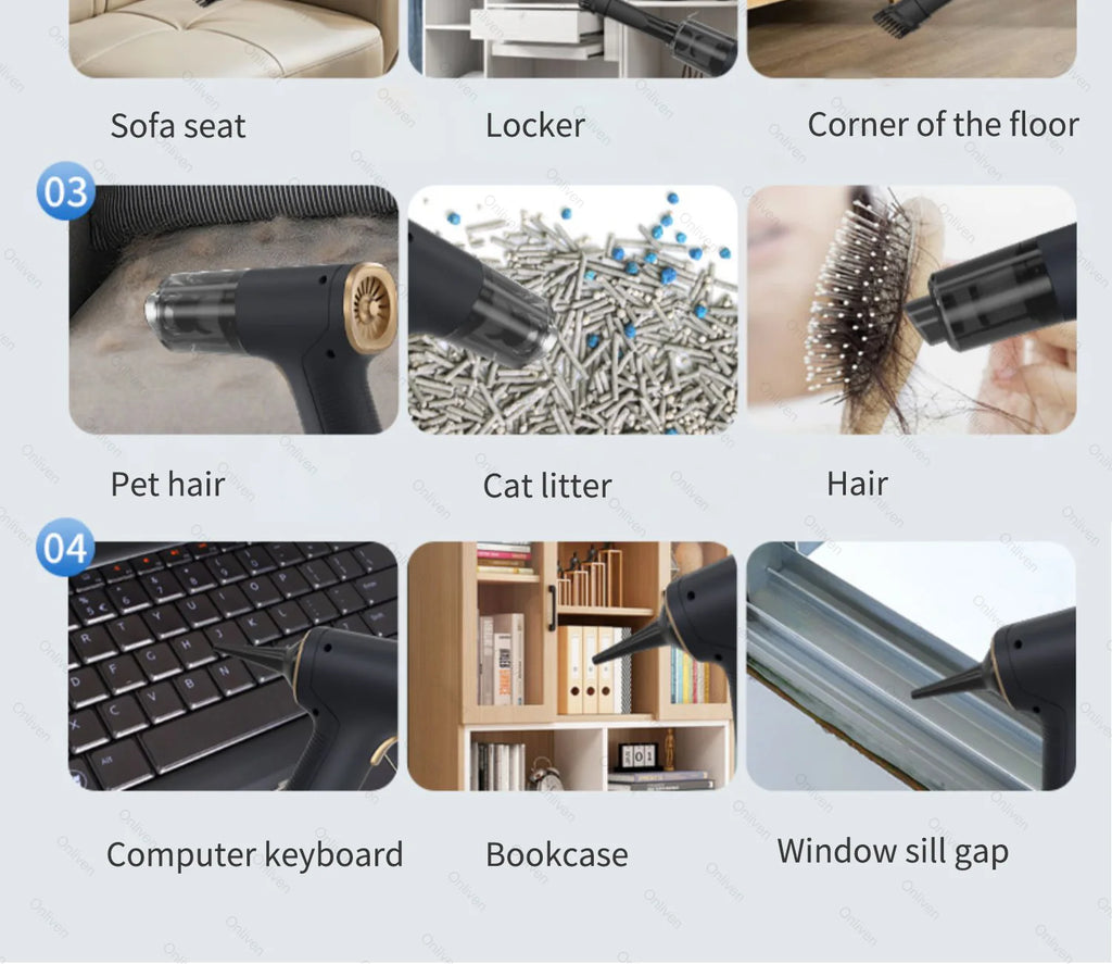 Aspirapolvere Portatile per Auto ad Alta Potenza – Mini Senza Fili per Pulizia Interni Profonda