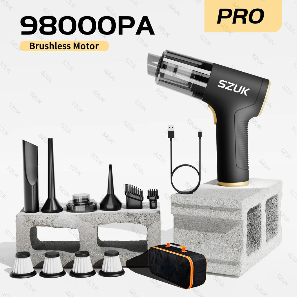 Aspirapolvere Portatile per Auto ad Alta Potenza – Mini Senza Fili per Pulizia Interni Profonda