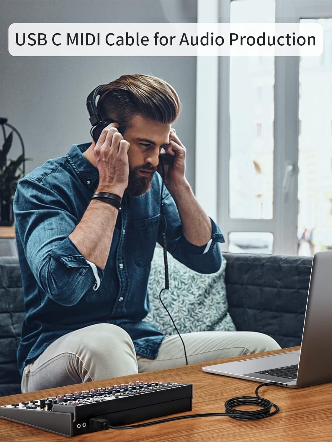 Cavo per stampante da USB B a USB C, 2 Metri (6,6FT), Cavo per stampante da Tipo B a Tipo C per Macbook Pro, Air, Cavo MIDI per Piano Digitale Yamaha Casio, Tastiera MIDI, Controller DJ, DAC a iPad - 2M, Nero - Smart Wave store