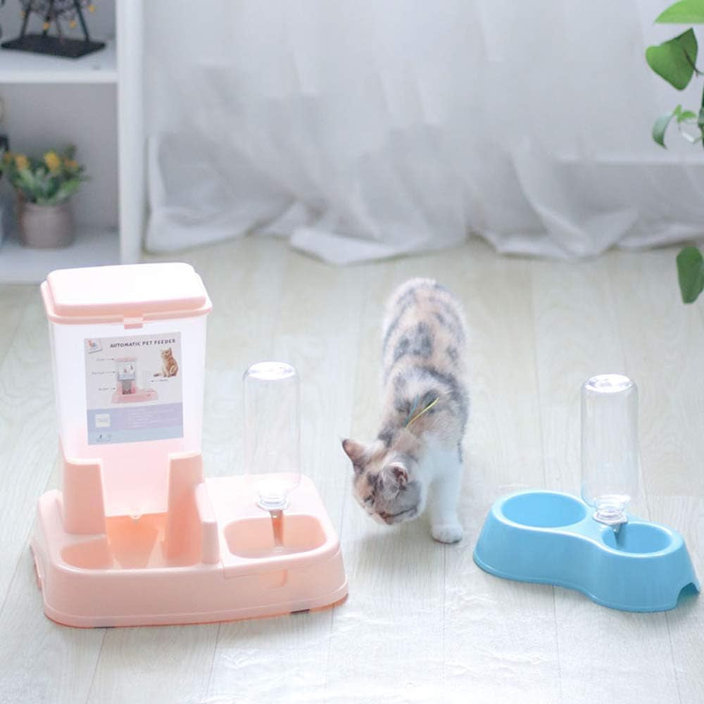 2-In-1 Pet Automatic Feeder Dog Food Water Dispensers with Large Capacity Food Container Gravity Water Bottle (Blue)