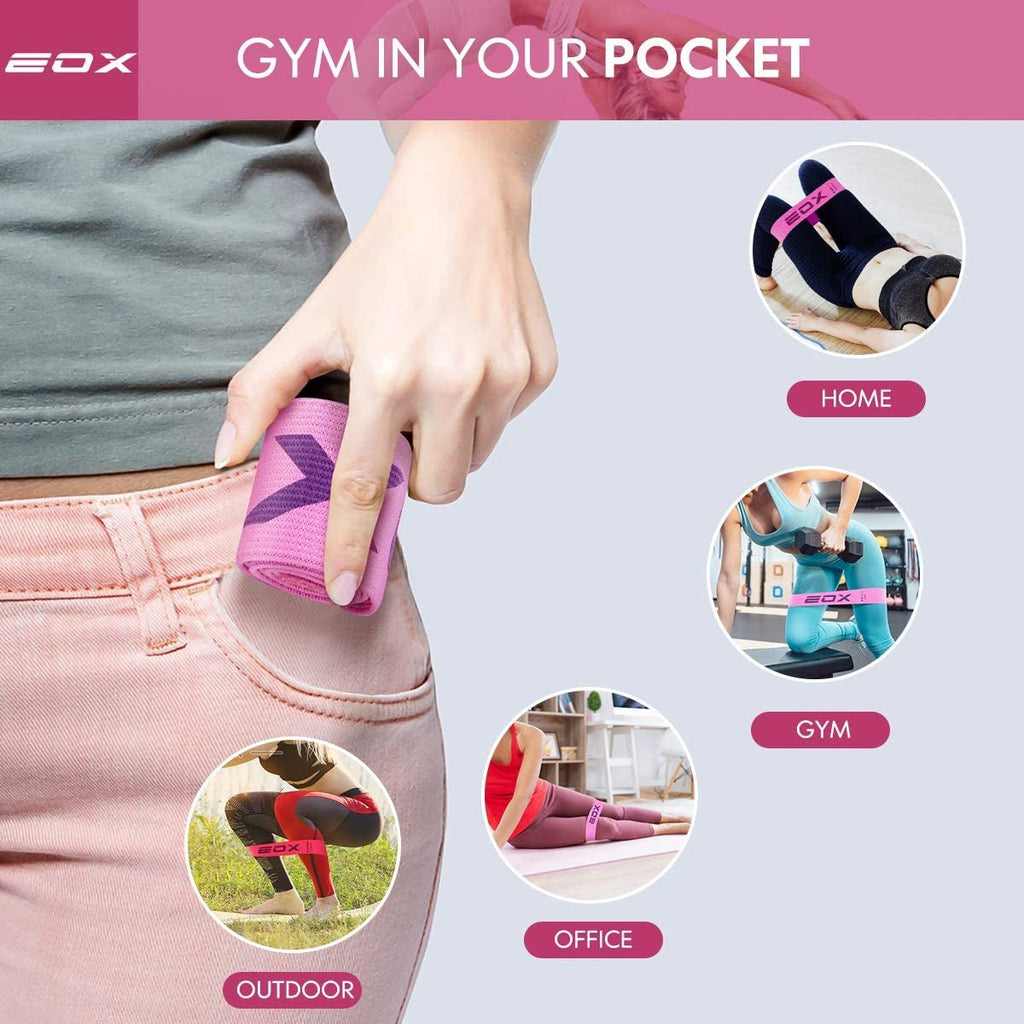 Fasce Elastiche Fitness in Tessuto – Bande di Resistenza Antiscivolo per Gambe, Glutei e Allenamento Hip, 5 Livelli di Intensità (Rosa) - Smart Wave store