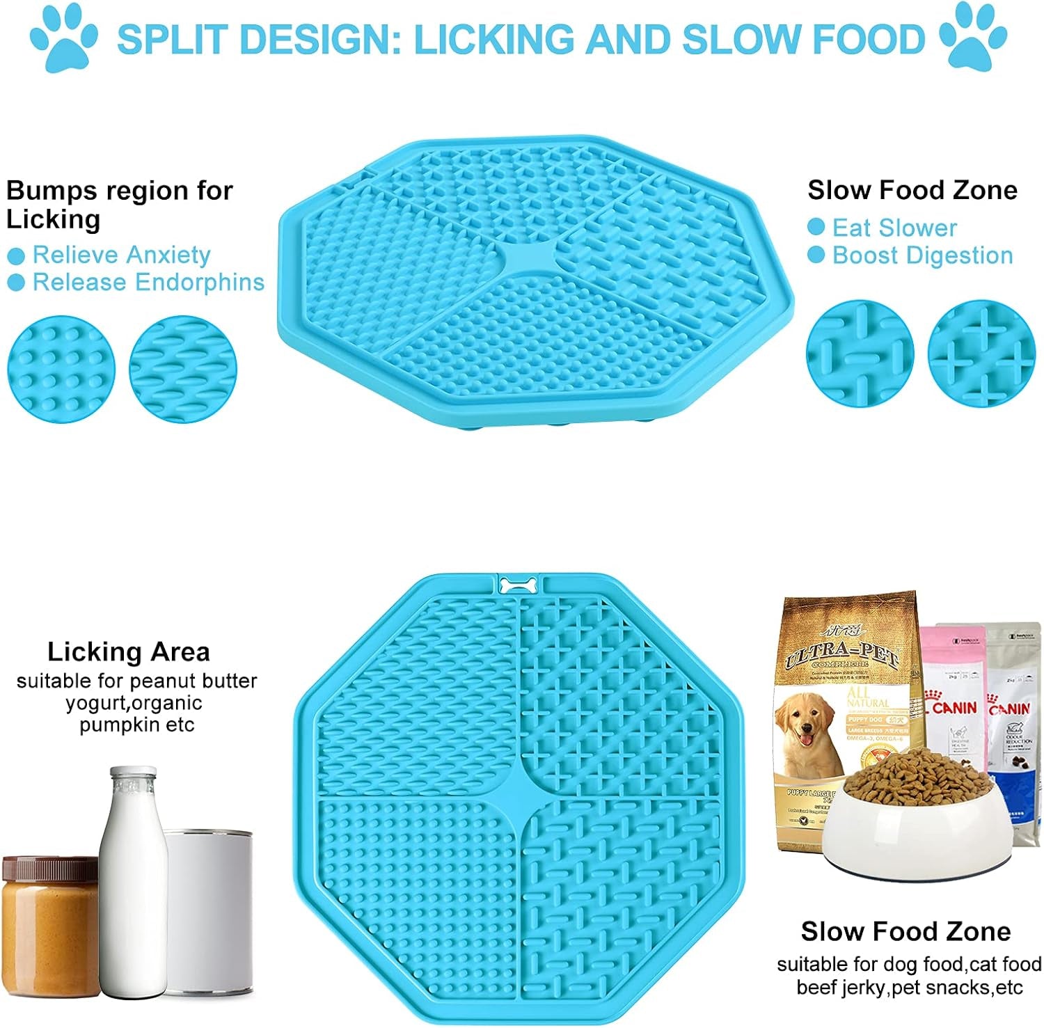 Tappetino da Leccare per Cani e Gatti – Lick Mat con Ventose, Antistress e Anti - Noia, Ideale per Bagno, Grooming, Addestramento e Distrazione - Smart Wave store